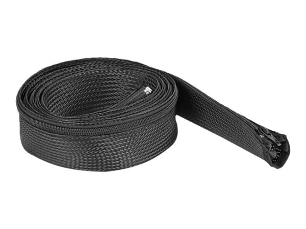 Delock Braided Sleeve with zip fastener heat-resistant - Flettet erme - 2 m - svart