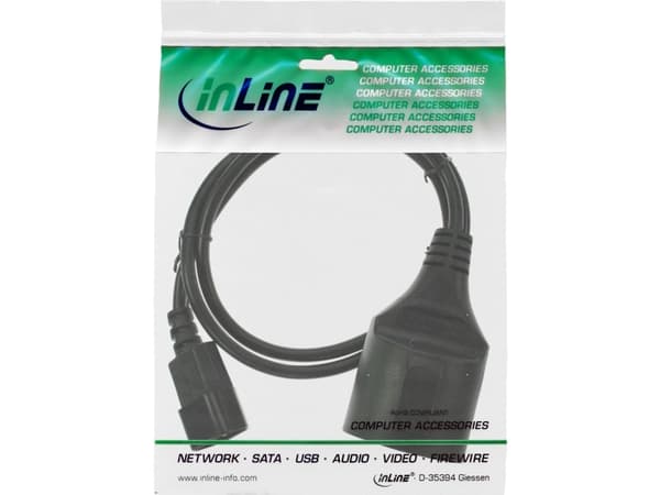 InLine 16659K, 0,5 m, Strømplugg type F, C14 kopling, H05VV-F