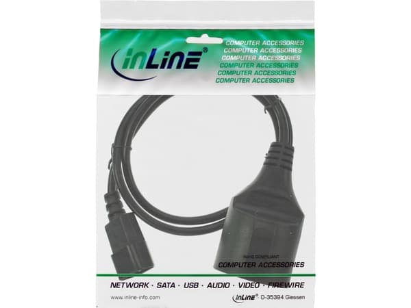 InLine 16659K, 0,5 m, Strømplugg type F, C14 kopling, H05VV-F