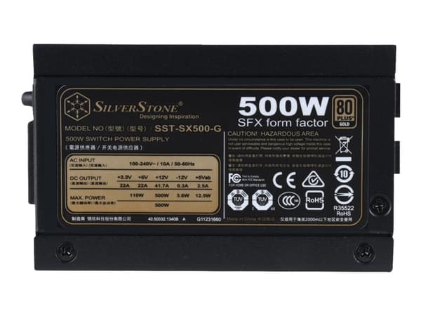 SilverStone SX500-G - V1.1 - strømforsyning (intern) - ATX12V 2.4/ SFX12V - 80 PLUS Gold - AC 100-240 V - 500 watt - aktiv PFC - svart
