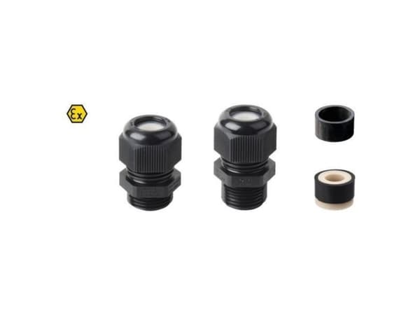 JACOB Forskruning Exe II M25x1,5 med langt gevindkabel Ø 8-17,5 mm IP66polyamid sort RAL 9005