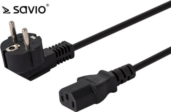 SAVIO CL-98 - Strømkabel - type F (hann) vinklet til power IEC 60320 C13 - 250 V - 10 A - 1.8 m - svart