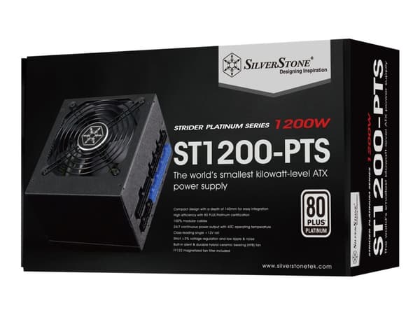 SilverStone Strider Platinum -sarja ST1200-PTS - Virtalähde (sisäinen) - ATX12V 2.4/ EPS12V - 80 PLUS Platinum - AC 100-264 V - 1200 wattia - aktiivi musta