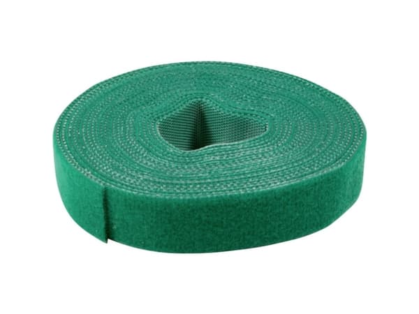 Value 25.99.5251, Borrelås-kabelbånd, Grønn, 25000 mm, 10 mm, 5 stykker