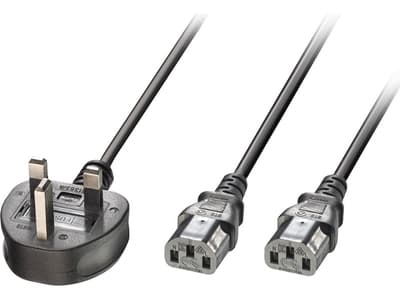 MicroConnect - Strømkabel - Type G (hann) vinklet til power IEC 60320 C13 - AC 250 V - 13 A - 2.5 m - svart