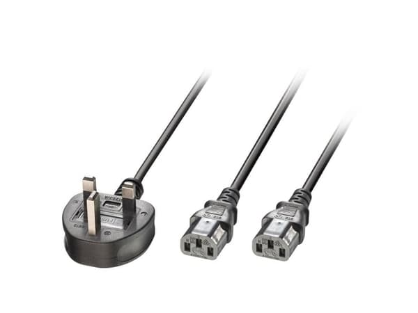 MicroConnect - Strømkabel - Type G (hann) vinklet til power IEC 60320 C13 - AC 250 V - 13 A - 2.5 m - svart