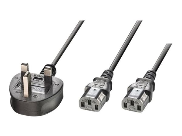 MicroConnect - Strømkabel - Type G (hann) vinklet til power IEC 60320 C13 - AC 250 V - 13 A - 2.5 m - svart