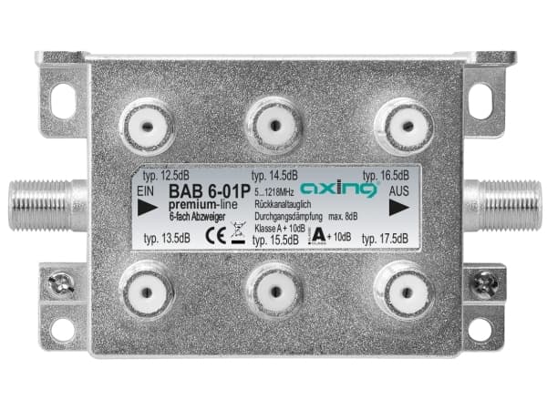 Axing BAB 6-01P, Kabelspillter, 5 - 1218 MHz, Grå, A, F, 93 mm