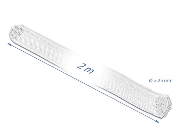Delock Braided Sleeving self-closing - Flettet erme - 2 m - hvit