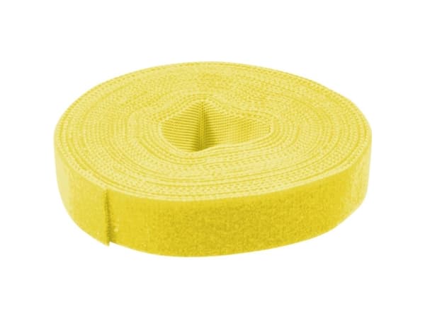 Value 25.99.5252, Borrelås-kabelbånd, Gult, 25000 mm, 10 mm, 5 stykker