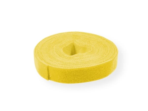 Value 25.99.5252, Borrelås-kabelbånd, Gult, 25000 mm, 10 mm, 5 stykker