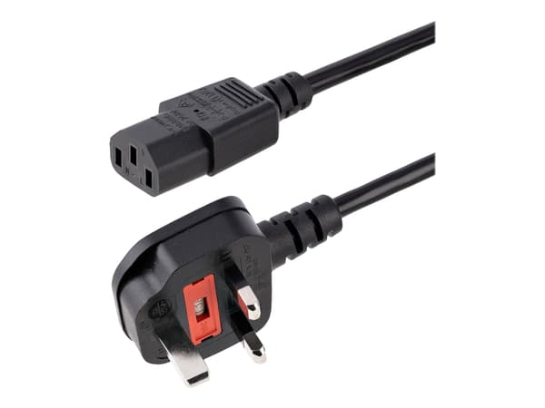 StarTech.com 6ft (1.8m) UK Computer Power Cable, 18AWG, BS 1363 to C13 Power Cord, 10A 250V, Black Replacement AC Power Cord, Monitor Power Cable, BS