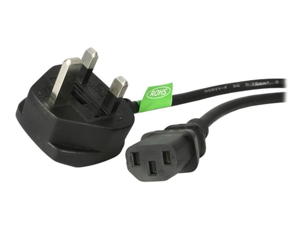 StarTech.com 6ft (1.8m) UK Computer Power Cable, 18AWG, BS 1363 to C13 Power Cord, 10A 250V, Black Replacement AC Power Cord, Monitor Power Cable, BS