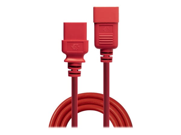 Lindy - Strømforlengelseskabel - IEC 60320 C19 til IEC 60320 C20 - 250 V - 16 A - 3 m - formstøpt - rød