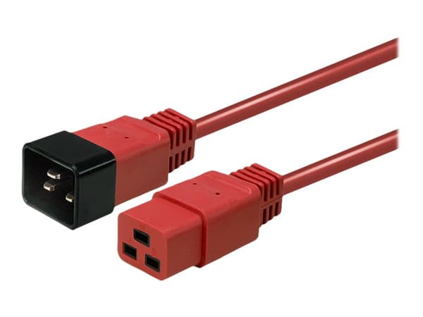 Lindy - Strømforlengelseskabel - IEC 60320 C19 til IEC 60320 C20 - 250 V - 16 A - 3 m - formstøpt - rød