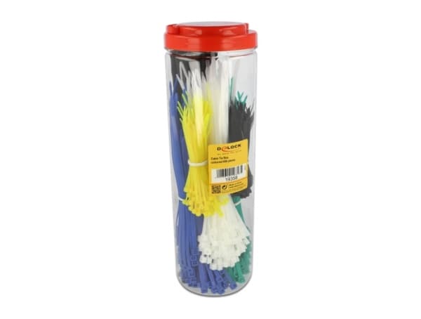 Delock Cable tie assortment box 600 pieces assorted colours - Kabelbandsats - svart, vit, blå, gul, grön