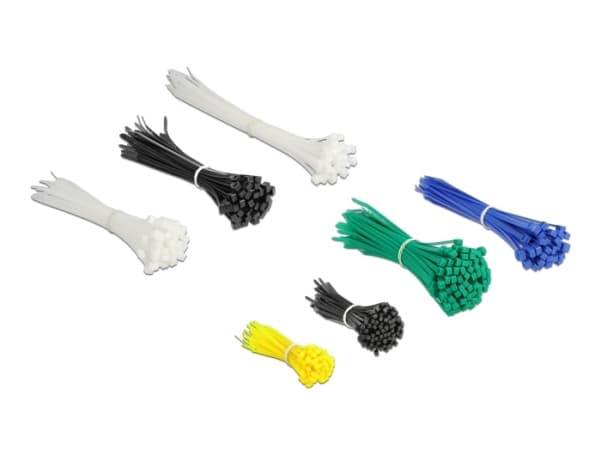 Delock Cable tie assortment box 600 pieces assorted colours - Kabelbandsats - svart, vit, blå, gul, grön