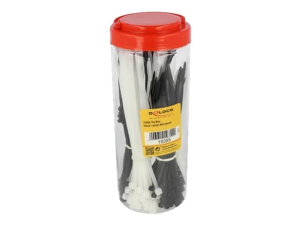 Delock Cable tie assortment box 600 pieces - Kabellissesett - svart, hvit