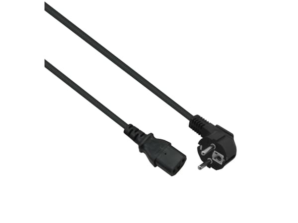 Helos nettkabel, sikkerhetsplugg 90° til C13, sort, 1,8m