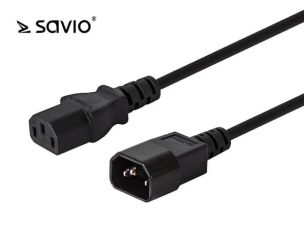 SAVIO CL-99 - Jatkojohto verkkovirralle - IEC 60320 C14 - IEC 60320 C13 - 250 V - 10 A - 1,2 m - musta