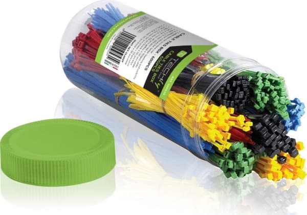 Techly ISWT-SET-CL600T, Buntband med dubbla låshuvuden, Nylon, Multifärg, 250 mm, 255 mm, 43 mm