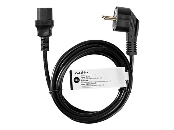Nedis - Strømkabel - CEE 7/7 (han) vinklet til IEC 60320 C13 lige - 10 A - 2 m - pyöreä - lajitelma