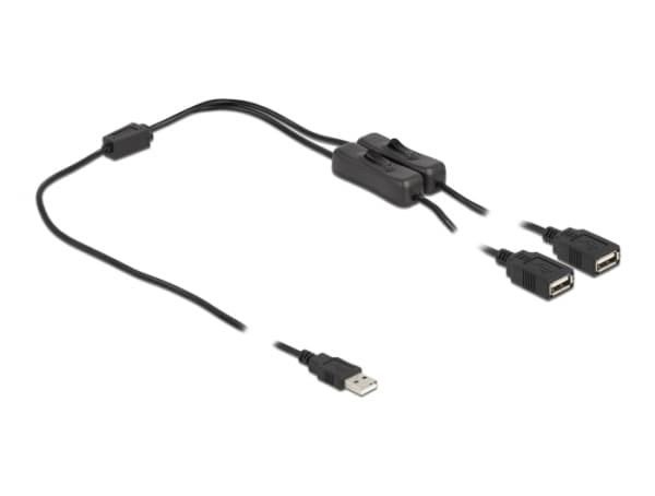 Delock - Strømsplitter - USB (hann) til USB (hunn) - 5 V - 2 A - 1 m - svart