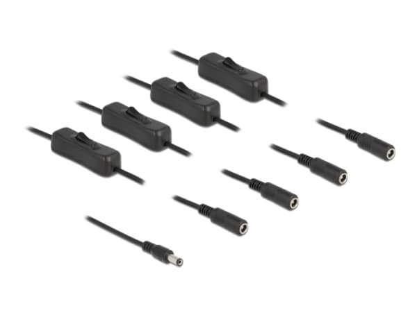 Delock - Strømkabel - 5,5 x 2,1 mm DC-jakk (hann) til 5,5 x 2,1 mm DC-jakk (hunn) - 5 V - 2 A - 1 m - svart