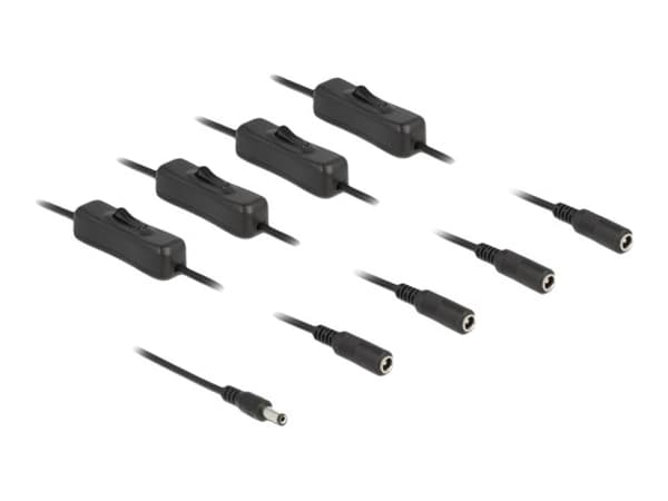 Delock - Strømkabel - 5,5 x 2,1 mm DC-jakk (hann) til 5,5 x 2,1 mm DC-jakk (hunn) - 5 V - 2 A - 1 m - svart