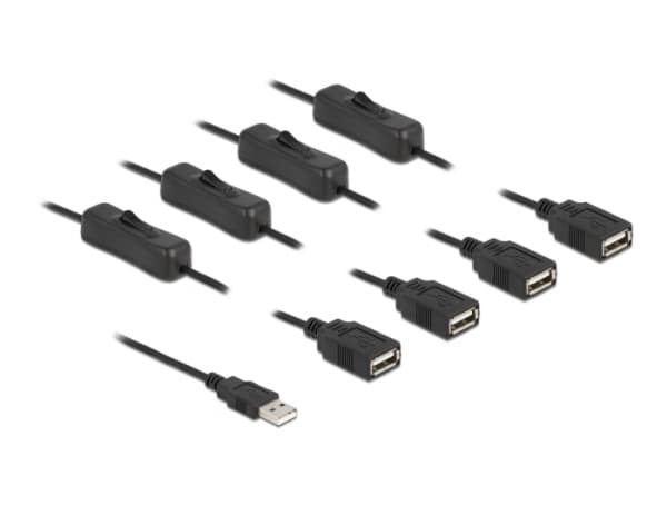 Delock - Strömdelare - USB (hane) till USB (hona) - 5 V - 2 A - 1 m - svart