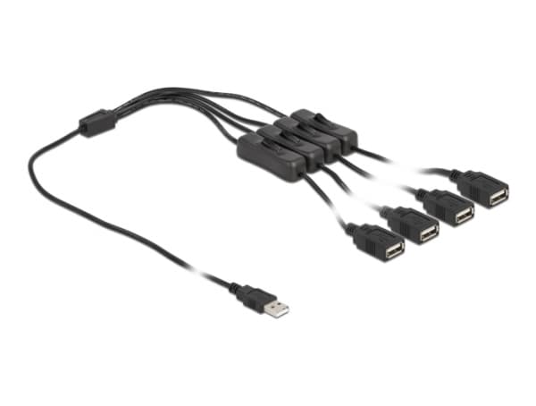 Delock - Strömdelare - USB (hane) till USB (hona) - 5 V - 2 A - 1 m - svart