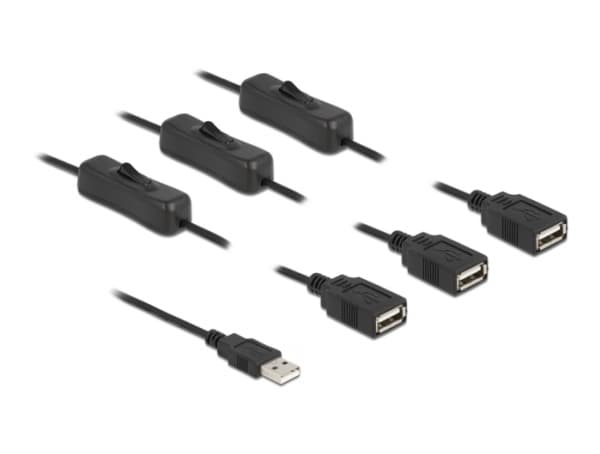 Delock - Strömdelare - USB (hane) till USB (hona) - 5 V - 2 A - 1 m - svart