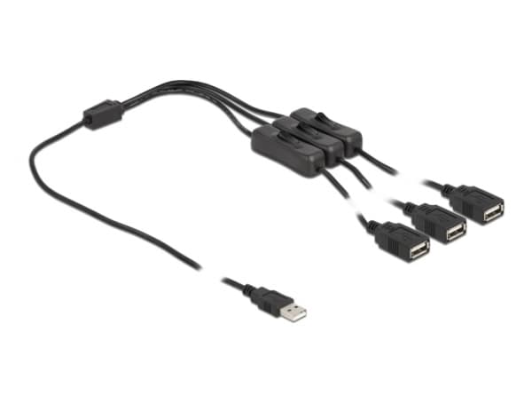 Delock - Strömdelare - USB (hane) till USB (hona) - 5 V - 2 A - 1 m - svart