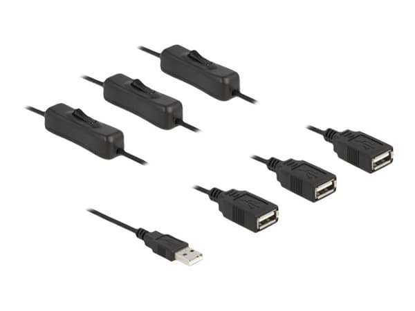 Delock - Strömdelare - USB (hane) till USB (hona) - 5 V - 2 A - 1 m - svart