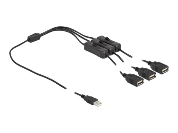 Delock - Strömdelare - USB (hane) till USB (hona) - 5 V - 2 A - 1 m - svart