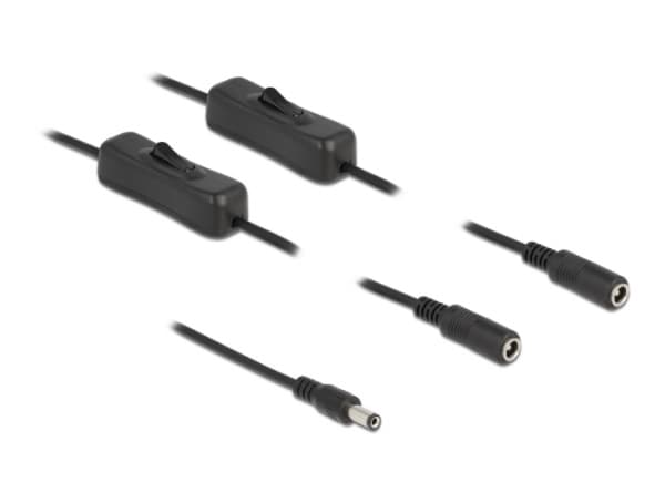 Delock - Strøm-splitter - DC jackstik 5,5 x 2,1 mm (han) til DC jackstik 5,5 x 2,1 mm (hun) - 5 V - 2 A - 1 m - lajittelu