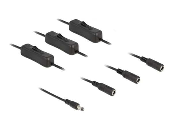 Delock - Strømkabel - 5,5 x 2,1 mm DC-jakk (hann) til 5,5 x 2,1 mm DC-jakk (hunn) - 5 V - 2 A - 1 m - svart