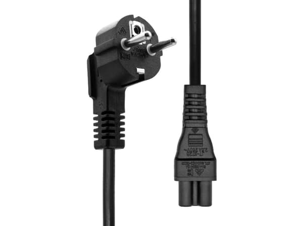 ProXtend - Strömkabel - Typ F (hane) vinklad till IEC 60320 C5 rak - 250 V - 16 A - 10 m - svart - Europa, Ryssland