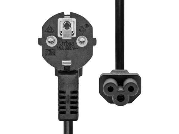 ProXtend - Strömkabel - Typ F (hane) vinklad till IEC 60320 C5 rak - 250 V - 16 A - 10 m - svart - Europa, Ryssland