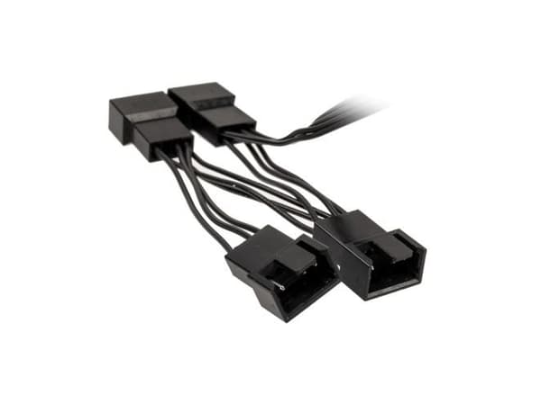 Kolink 1-4 PWM Lüfter Splitterkabel - 35 cm, 0,35 m, 4-pin PWM, 4 x 4-pin PWM + SATA, Hunkjønn, Hankjønn, Rett