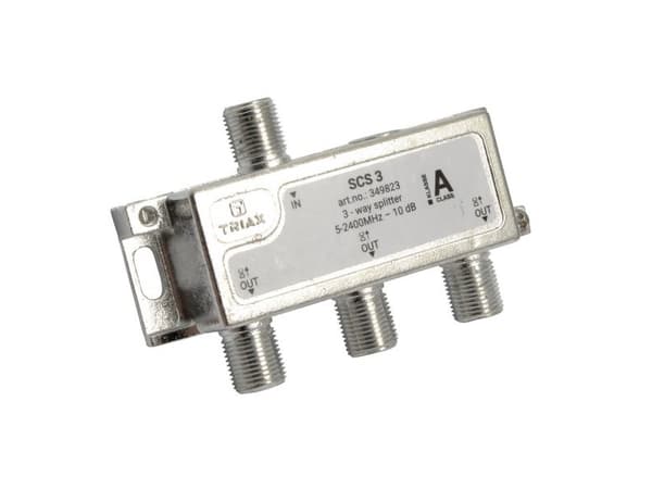 Triax SCS 3, Kaapelin jakaja, 75 O, 5 - 2400 MHz, Hopea, Valkoinen, Naaras, 10,5 dB