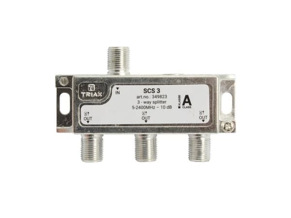 Triax SCS 3, Kaapelin jakaja, 75 O, 5 - 2400 MHz, Hopea, Valkoinen, Naaras, 10,5 dB