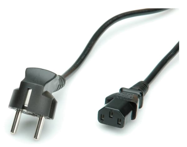 Arvovirtakaapeli - CEE 7/7 kulma IEC 60320 C13 - vaihtovirta 250 V, 0,6 m, Hanstik/Hunstik, CEE7/7, IEC 320, 250 V, Sort