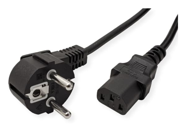Arvovirtakaapeli - CEE 7/7 kulma IEC 60320 C13 - vaihtovirta 250 V, 0,6 m, Hanstik/Hunstik, CEE7/7, IEC 320, 250 V, Sort