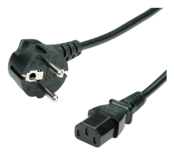 Arvovirtakaapeli - CEE 7/7 kulma IEC 60320 C13 - vaihtovirta 250 V, 0,6 m, Hanstik/Hunstik, CEE7/7, IEC 320, 250 V, Sort