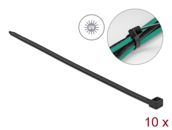 Delock - Kabelfestebånd - UV-resistant - 61 cm - svart (en pakke 10)