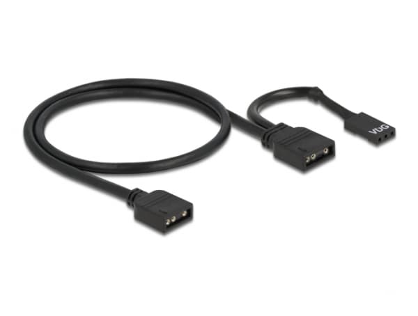 Delock - RGB LED-kabel - 3-stifts ARGB (hunn) til 3-stifts ARGB, VDG header (hunn) - 5 V - 50 cm - svart