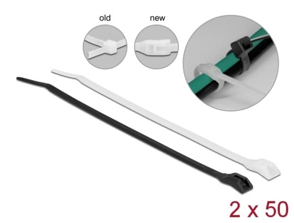 Delock - Kabelsamlare - with flat head - 28 cm - svart, transparent (paket om 100)