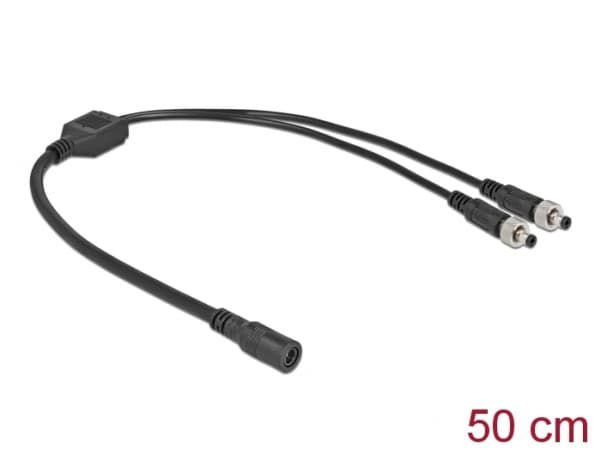 Delock - Strøm-splitter - DC jackstik 5,5 x 2,1 mm (hun) til DC jackstik 5,5 x 2,1 mm (han) kan skrues - 30 V - 5 A - 50 cm - lajittelu