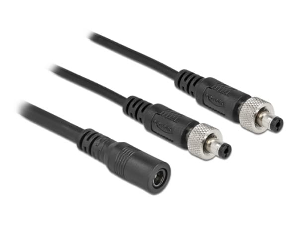 Delock - Strøm-splitter - DC jackstik 5,5 x 2,1 mm (hun) til DC jackstik 5,5 x 2,1 mm (han) kan skrues - 30 V - 5 A - 50 cm - lajittelu